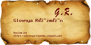 Glovnya Rézmán névjegykártya